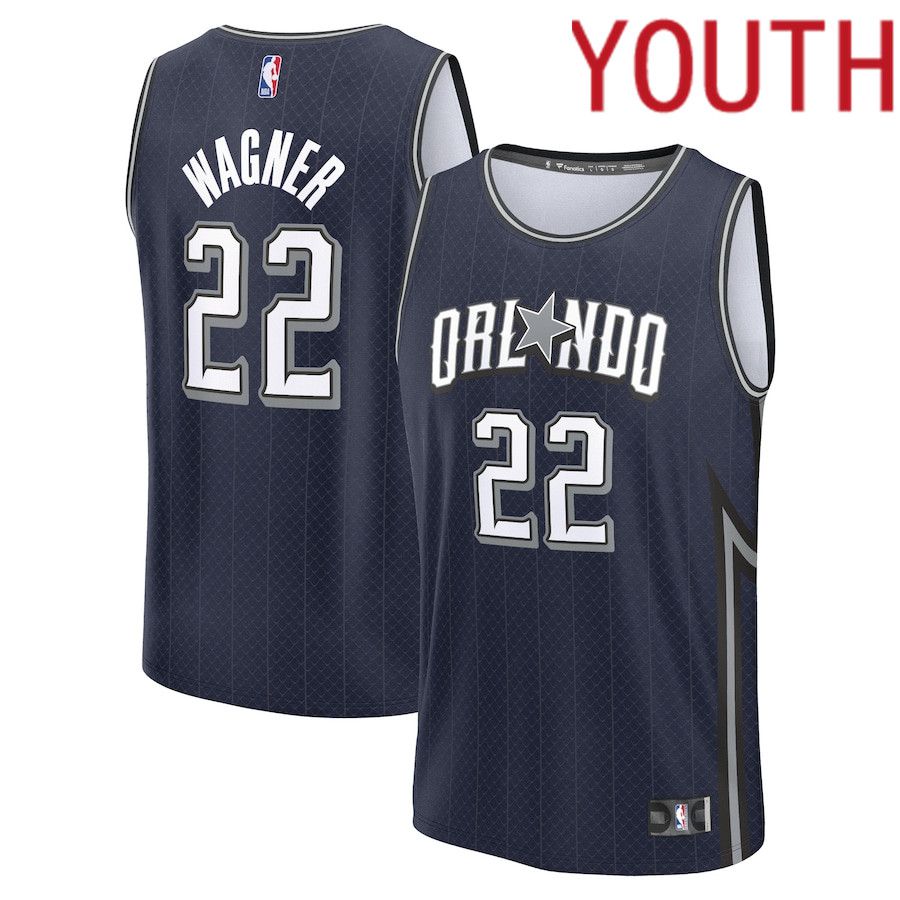 Youth Orlando Magic 22 Franz Wagner Fanatics Branded Navy City Edition 2023-24 Fast Break NBA Jersey